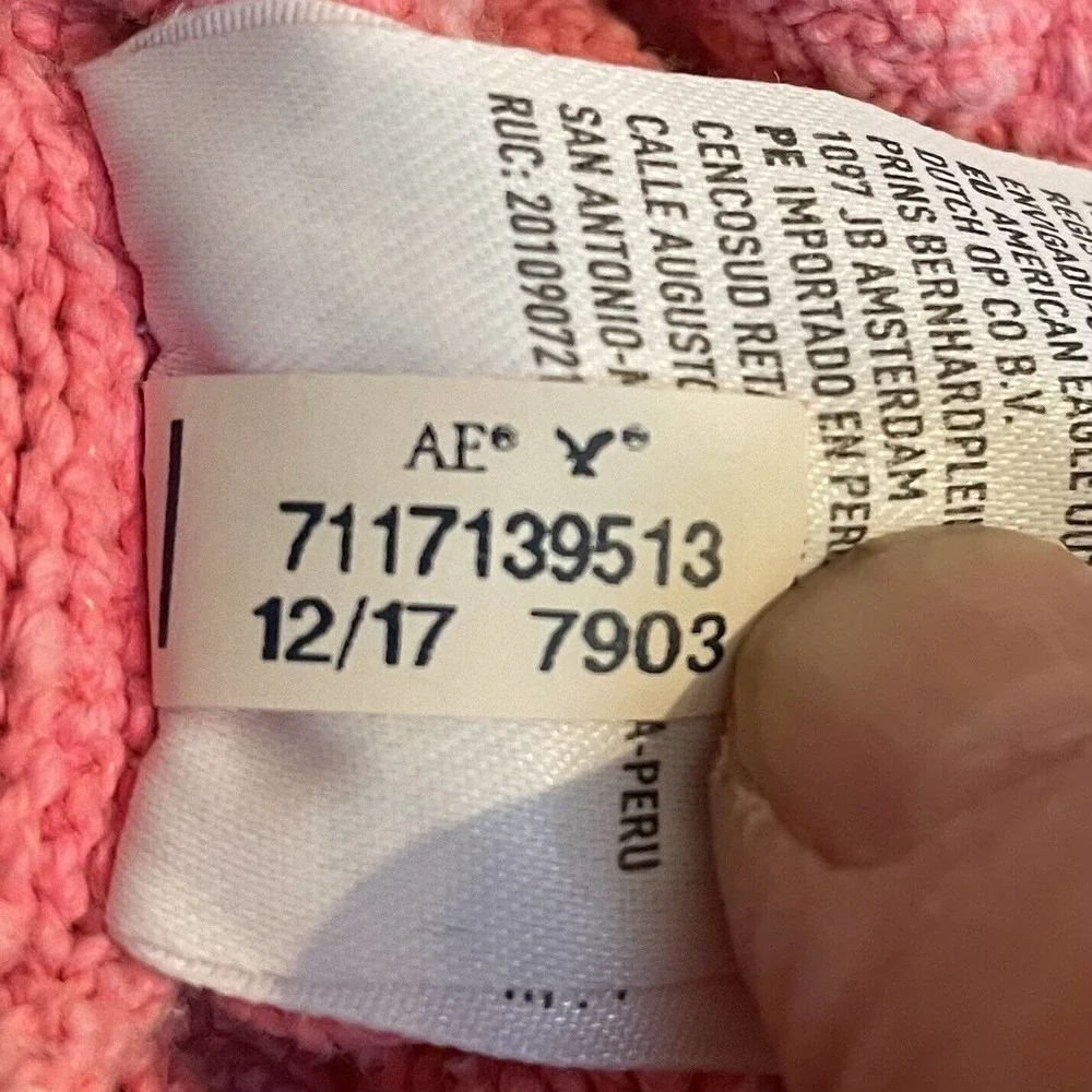 American Eagle Small Crewneck Sweater Pink Popcorn Texture Long Sleeve T… - Picture 6 of 7